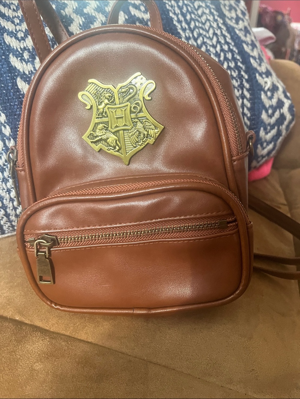 Universal Studios Harry Potter Hogwarts House Crest Mini Brown Backpack